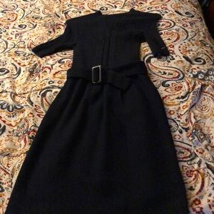 Classic navy blue wool dress.